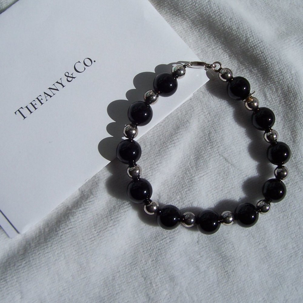 Tiffany & Co. Onyx & Silver Bead Bracelet